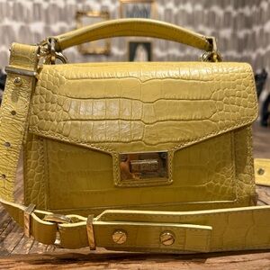 The Kooples Chic Yellow Croc-Embossed Crossbody Bag